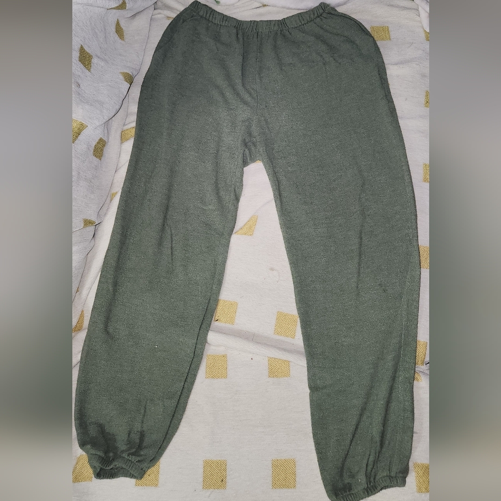 Comfortable Green‎ Terry Cloth Jogger Pants